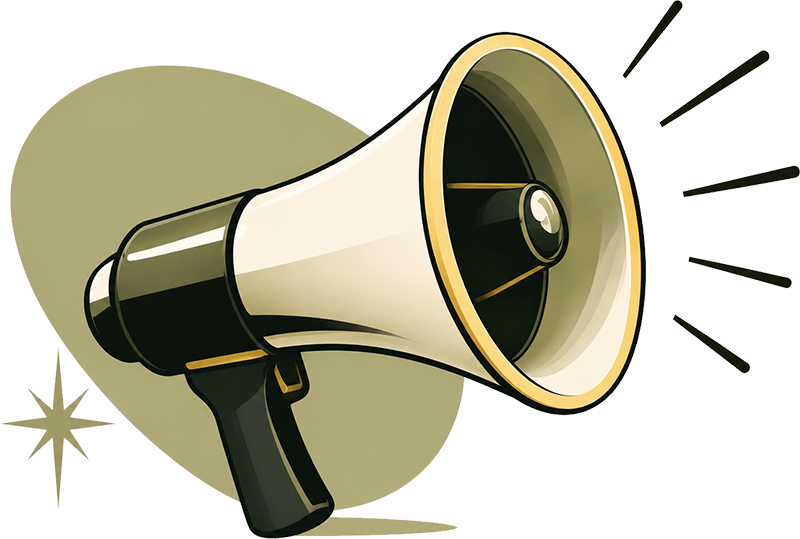 Retro megaphone illustration representing digital marketing and lead generation services.